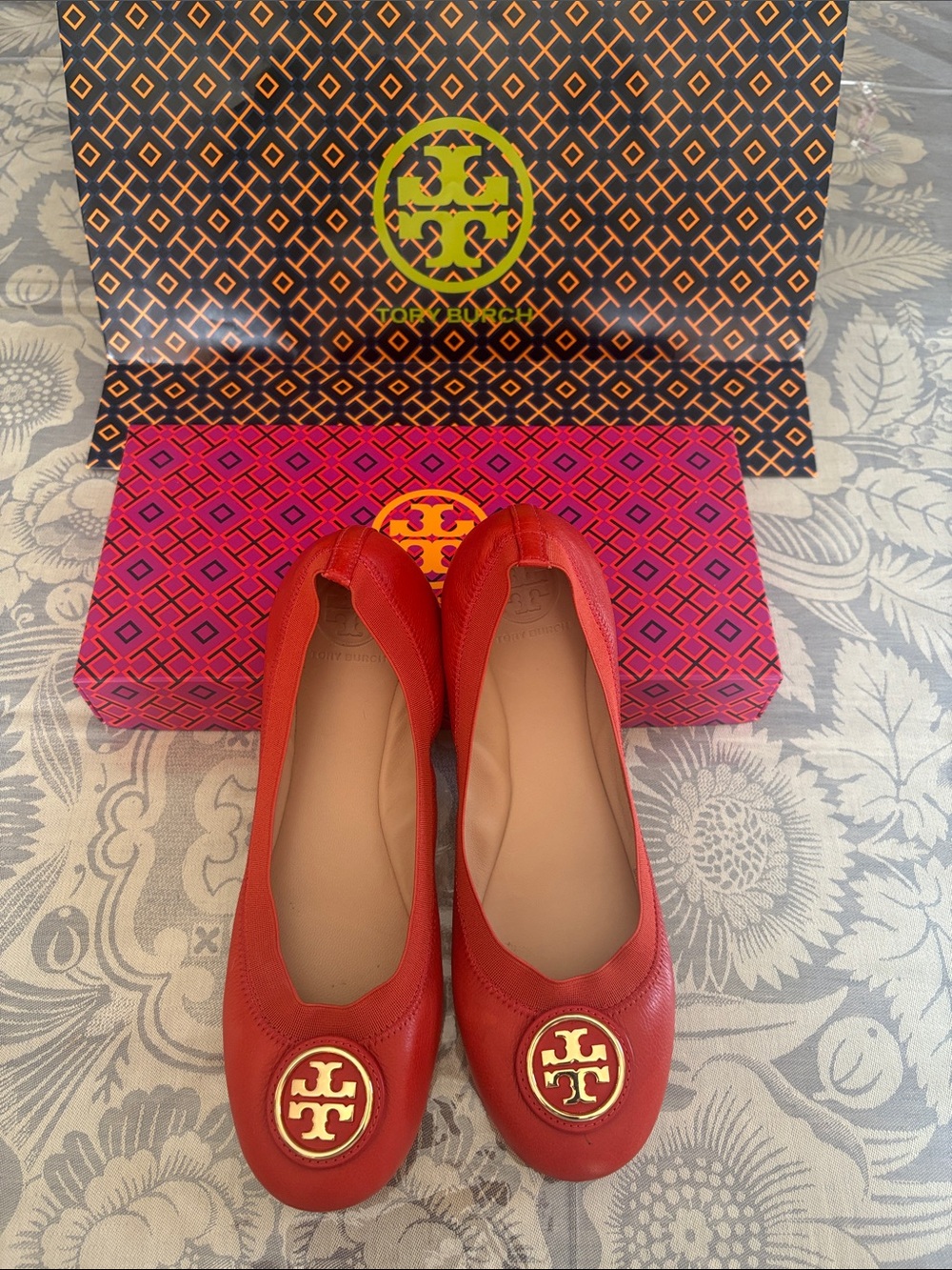 Tory Burch Sedgwick Orange Reva Flats